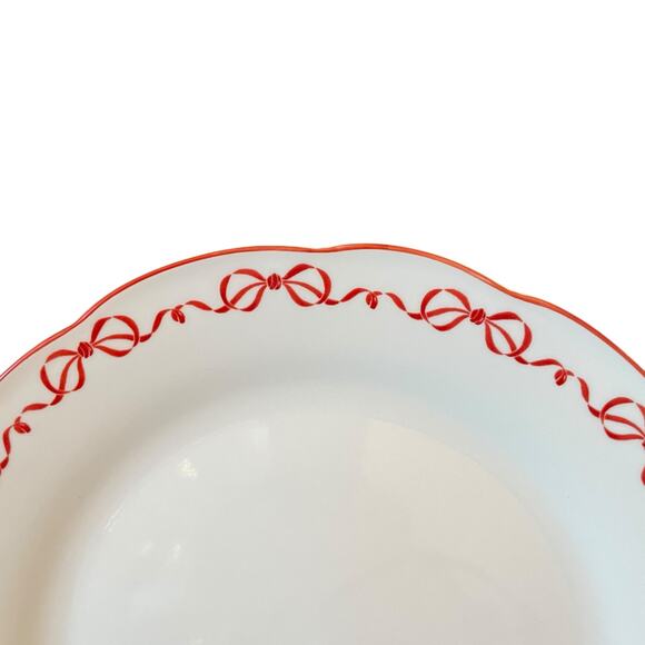 Eaton Fine Dining Red Bow Border Ceramic Appetizer Plates 7.5in Set of 4 New - Picture 3 of 16
